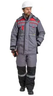 Костюм рабочий мужской утепленный зимний RONTA KS581 с СОП темно-серый, красный, черный Костюм рабочий мужской утепленный зимний RONTA KS581 с СОП темно-серый, красный, черный