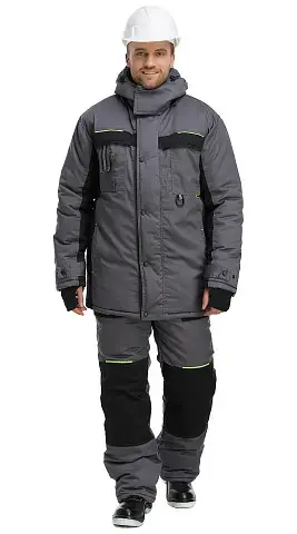 Куртка рабочая мужская зимняя утепленная RONTA KR920 темно-серая, черная, лаймовая Куртка рабочая мужская зимняя утепленная RONTA KR920 темно-серая, черная, лаймовая