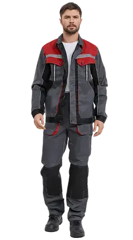 Костюм рабочий мужской летний RONTA KS806 с брюками темно-серый, черный, красный Костюм рабочий мужской летний RONTA KS806 с брюками темно-серый, черный, красный