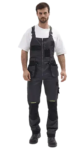 Полукомбинезон рабочий мужской летний RONTA PL813 темно-серый, черный, лаймовый Полукомбинезон рабочий мужской летний RONTA PL813 темно-серый, черный, лаймовый