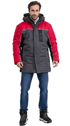Куртка рабочая мужская зимняя утепленная RONTA KR615 MEMBRANE темно-серая, черная, красная Куртка рабочая мужская зимняя утепленная RONTA KR615 MEMBRANE темно-серая, черная, красная